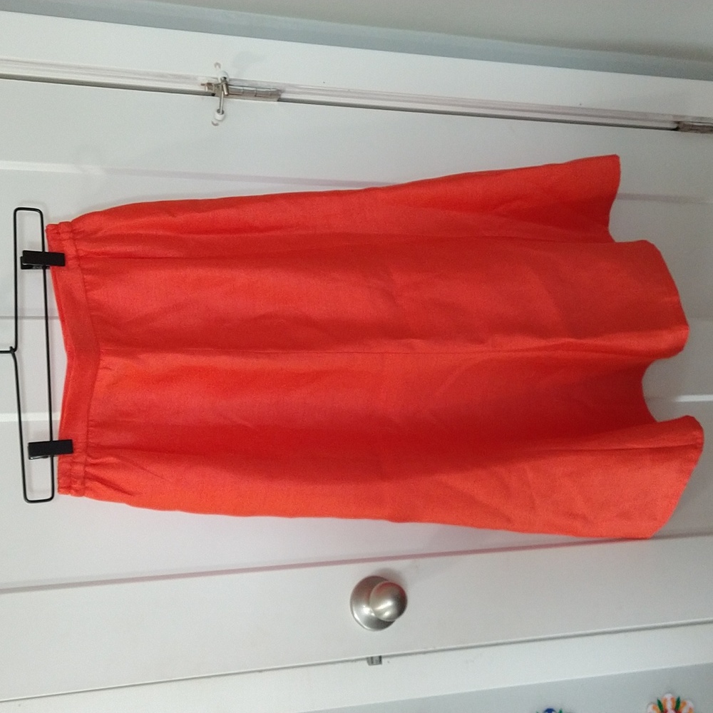 Vintage Coral Midi Flare Skirt